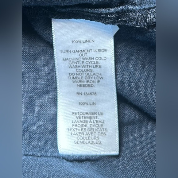 Vineyard Vines Linen Pintuck Tunic Pleated Black Shirt Long Sleeve Size L - Picture 9 of 10